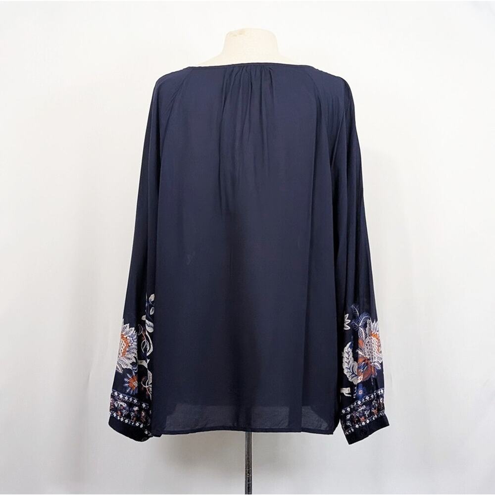Chico's Tunic Top Navy Blue Floral Print Rising Blooms Women's Size 3.5 18 New - Picture 5 of 7